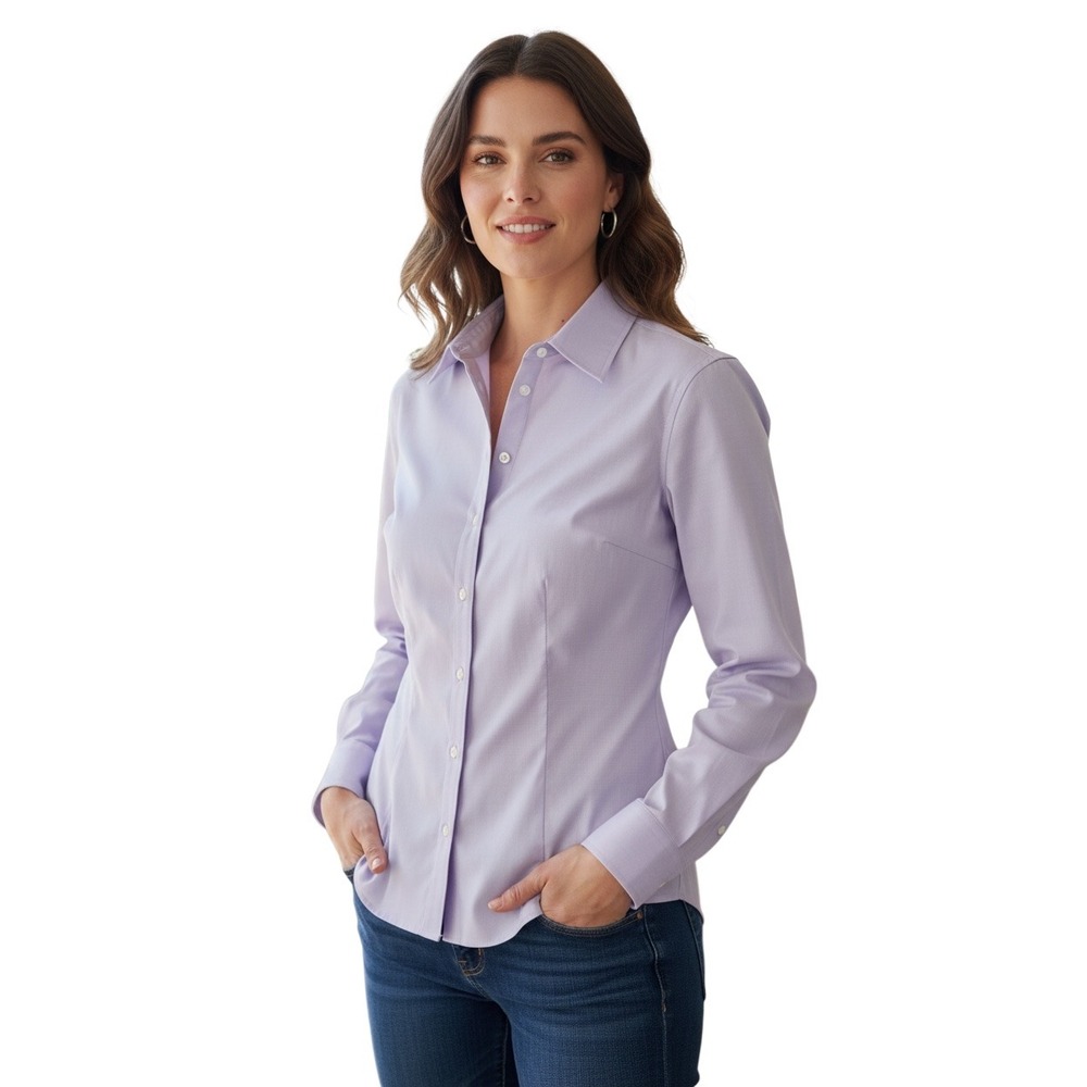 Brooks Brothers Womens Fitted Non-Iron Stretch Shirt Lavender Purple Size 8